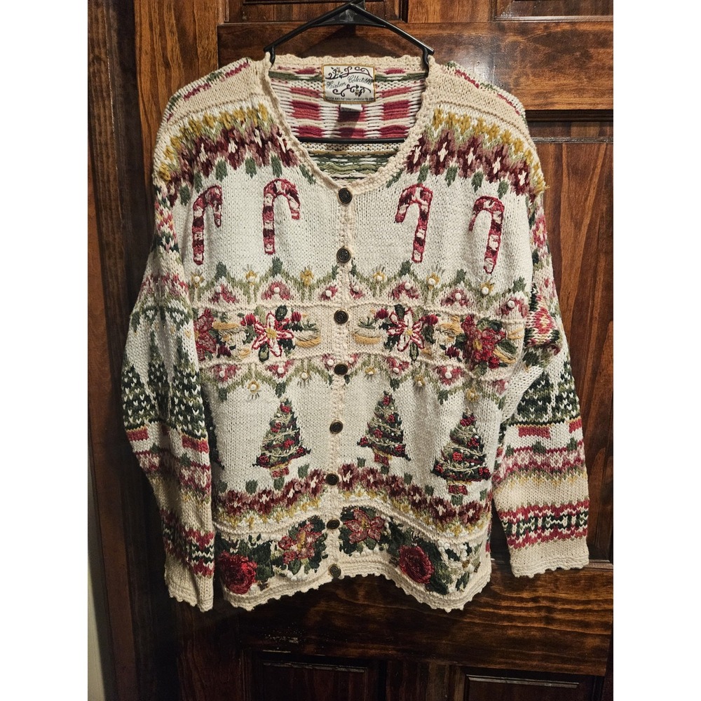 Heirloom Collectibles Vintage Holiday Christmas Size Small Ugly Sweater Cardigan